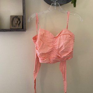 Ruched Coral Crop Top